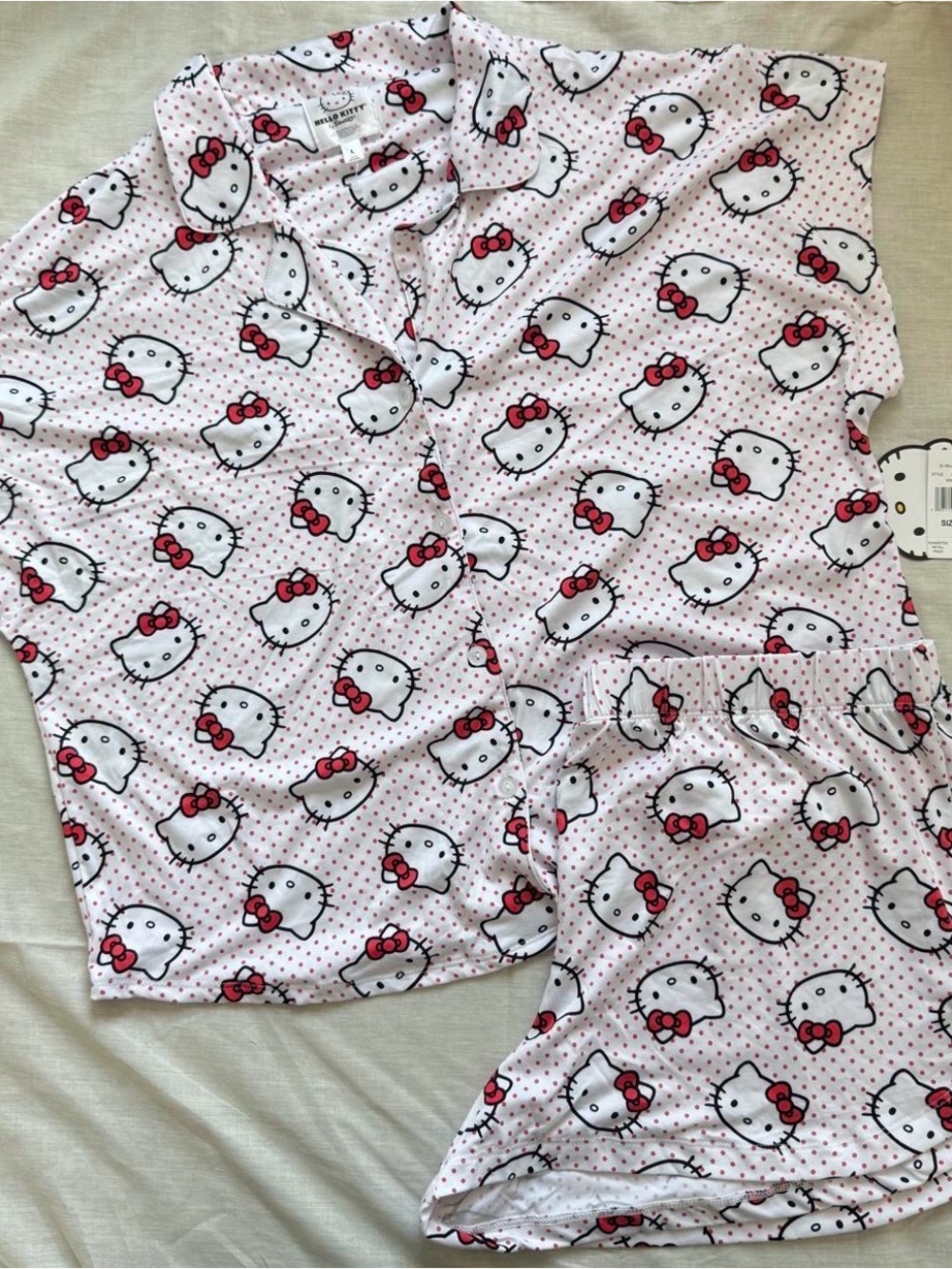 Sanrio Hello Kitty Pink & Red Short Sleeve Pajama Set